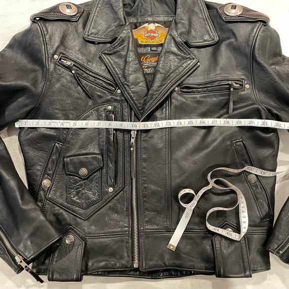 Vintage 80s 90s Harley Davidson Authentic Leather Biker Jacket Embossed Logo - Picture 15 of 16